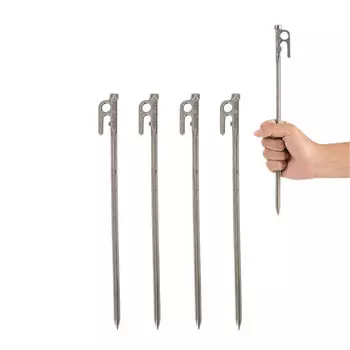 Mobi Garden Палатка из нержавеющей стали, четырехгранные гвозди, напольный коврик, ветрозащитные крепежные аксессуары, веревка, гвозди для пола, серый цвет, 30 шт. (в упаковке 4 шт.)