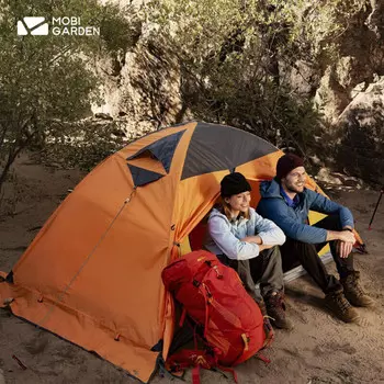 Mobi Garden палатка уличная складная портативная утолщенная штормовая снежная юбка холодный горный красный серый (три человека)
