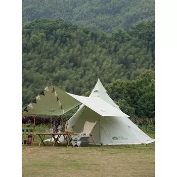 Mobi Garden походная палатка из утолщенного хлопка-пирамиды Anno 230 (цвет слоновой кости) + комплект ковриков
