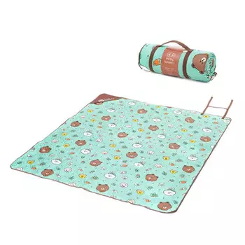 Mobi Garden Яркий бурый медведь, влагостойкий коврик, складной портативный коврик для пикника 200*180, бурый медведь, зеленый принт