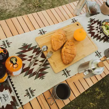 Mobi Garden жаккардовое одеяло для кемпинга, декоративные аксессуары для кемпинга, семейный журнальный столик, обеденный стол, устойчивый к пятнам хлопковый коврик для столовых приборов теплого песочного цвета