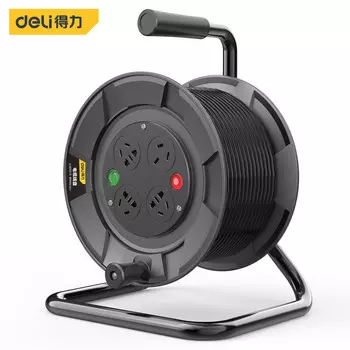 Мобильная кабельная катушка Deli, 4 позиции, 30 м, DL8830S-15, 1 шт.