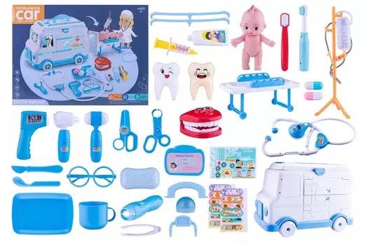 Мобильная Клиника Больница Автомобиль Скорой Помощи + Набор Доктора С Куклой Norimpex