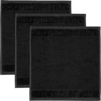 Мочалки Mve "MVE Bamboo Luxe, набор из 3-х рукавиц", (3 шт.), с шелковистой блестящей каймой 30х30 см (3 шт.), черный