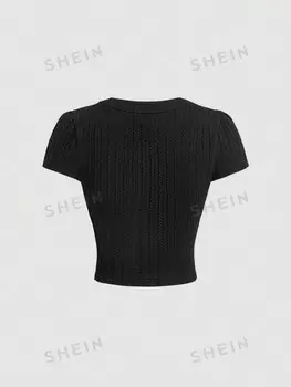 MOD Футболка с коротким рукавом, железная ткань, черная, снова в школу, женские футболки на осень, черные рубашки, рубашки для учителей Shein, черный