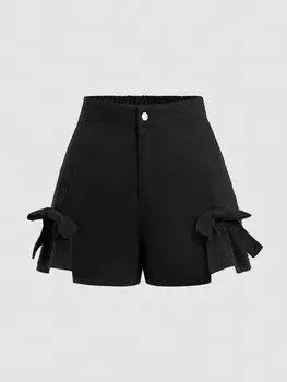 MOD MOD Мешковатые шорты больших размеров, короткие джинсы шорты с высокой талией Shein, черный