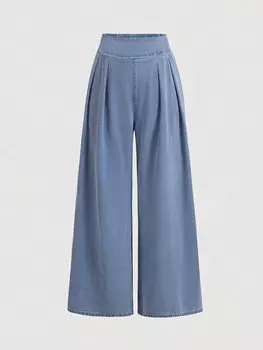 MOD Очень Широкие брюки Домашние брюки Женские Джинсы свободного кроя с завышенной талией и широкими штанинами, синие Shein, светло-голубой
