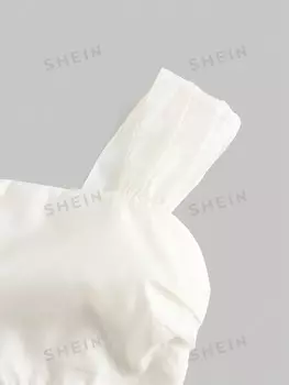 MOD Топ на бретельках больших размеров с цветными блоками и бантом, украшенный бахромой Shein, белый