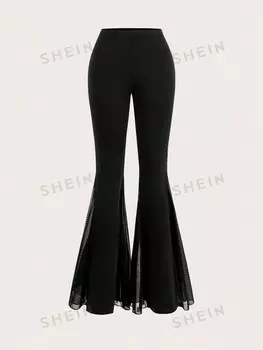 MOD Женские брюки-клеш, Однотонные Shein, черный