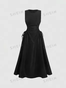 MOD Женское плиссированное платье без рукавов больших размеров Shein, черный