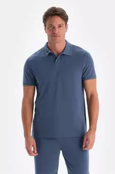 Модальная футболка с воротником Dagi, синий