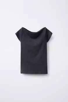 Модальная футболка ZARA, антрацитовый серый