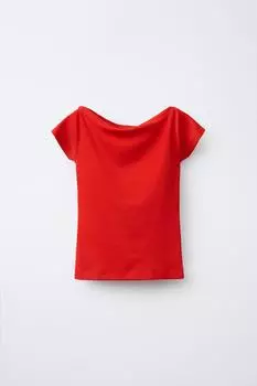 Модальная футболка ZARA, красный