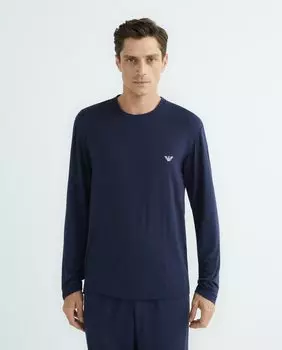Модальные длинные брюки Emporio Armani, темно-синий