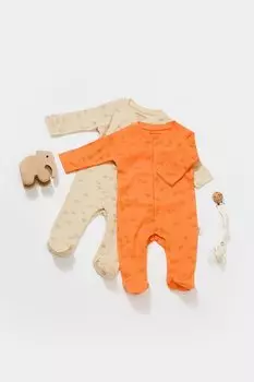 Модальный комбинезон из двух частей с ботильонами BabyCosy Organic Wear, бежево-оранжевый
