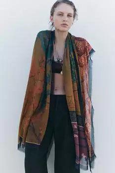 Модальный шарф с принтом ZARA, цвет Tobacco