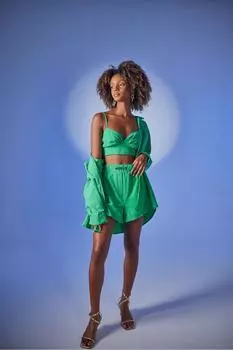 Модель Oversize с застежкой на пуговицы Рубашка Leti Зеленая HOLLY LOLLY, зеленый