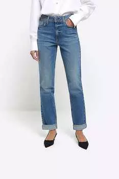 Моделирующие джинсы мамы с подвернутым краем River Island, синий