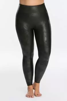 Моделирующие леггинсы Curve Medium Control из искусственной кожи Spanx, черный