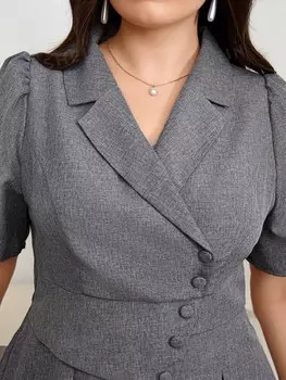 Modely Женские Однотонные простые повседневные платья больших размеров Shein, светло-серый