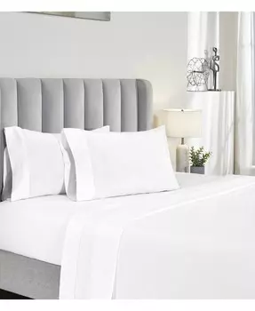Modern Threads 200 нитей, 100% органический хлопок, комплект из 4 очень мягких простыней и наволочек, глубокий карман до 16 дюймов, матрас Osea Stripe, полный, цвет White