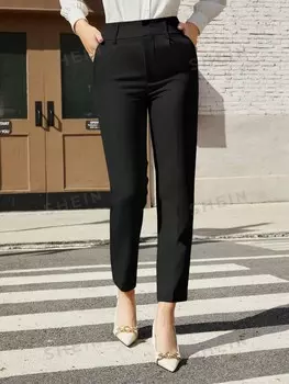 Modichic Простые однотонные женские повседневные брюки Shein, черный