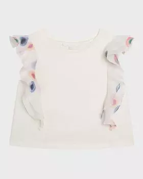 Модная блузка с рюшами и принтом для девочек, размер 4–14 Chlo, цвет Off White