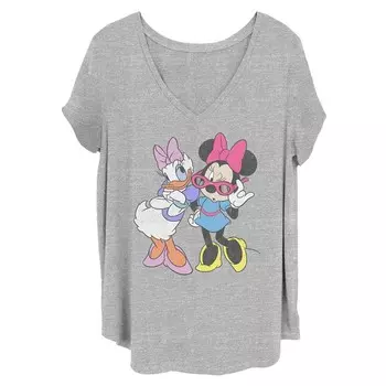 Модная детская футболка больших размеров с рисунком Disney's Daisy Duck & Minnie Mouse, цвет Heather Gray
