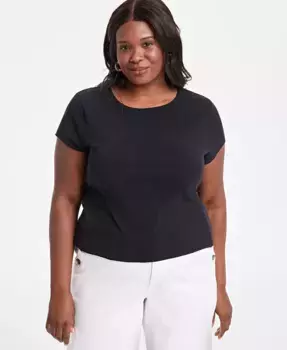 Модная футболка-бэби с микрорельефом больших размеров On 34th, черный