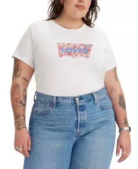 Модная футболка больших размеров batwing perfect с графическим логотипом Levi's, белый