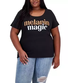 Модная футболка больших размеров с рисунком Melanin Magic Hybrid Apparel, черный