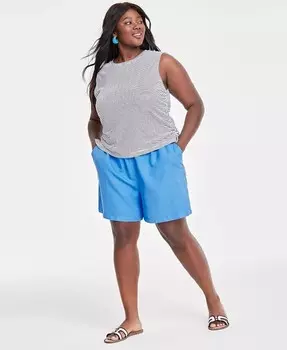 Модная футболка больших размеров в полоску с завязками On 34th, серый