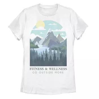 Модная футболка для юниоров с надписью «Fitness & Wellness Go Outdoor More» Mountain Scene Licensed Character, белый