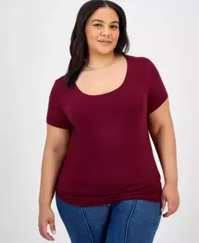 Модная футболка с круглым вырезом Plus Size Aveto, красный
