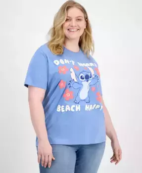 Модная футболка с принтом Stitch Beach Happy для полных Disney, синий