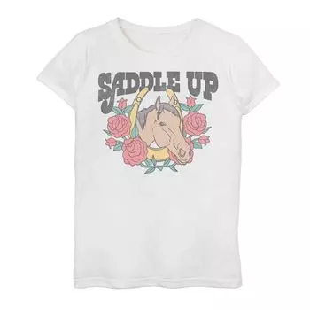 Модная футболка Saddle Up с цветочным рисунком лошади для девочек 7–16 лет Licensed Character