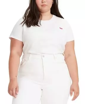 Модная хлопковая футболка больших размеров с логотипом perfect Levi's, белый