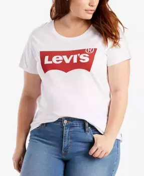 Модная хлопковая футболка с логотипом Perfect, plus size Levi's, белый