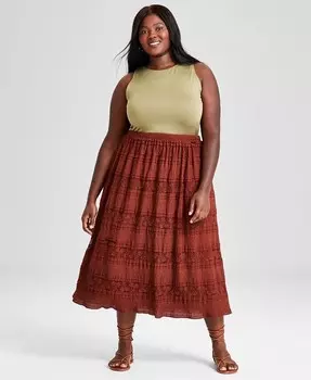 Модная многоярусная юбка больших размеров с кружевной вставкой And Now This, оранжевый