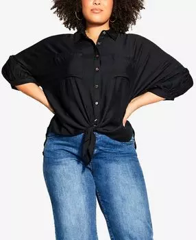 Модная рубашка большого размера megan City Chic, черный