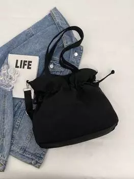 Модная сумочка, однотонная, женская, черный