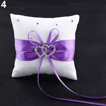 Модная свадебная подушка с бантом и двойным жестким кольцом на предъявителя, фиолетовая подушка Stuttg