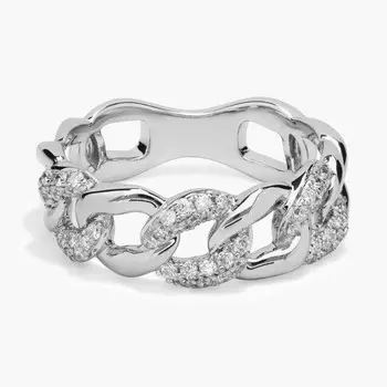 Модное кольцо-цепочка с бриллиантами из 14-каратного белого золота (1/3 карата) Blue Nile