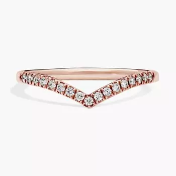 Модное кольцо с бриллиантами Chevron, розовое золото 14 карат (1/10 карата, двойной шов) Blue Nile