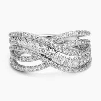 Модное кольцо с бриллиантовой плетенкой из белого золота 14 карат (3/4 карата) Blue Nile