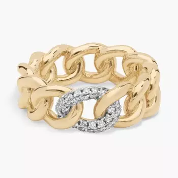 Модное кольцо с бриллиантовым акцентом из желтого золота 14 карат (1/5 карата). Blue Nile