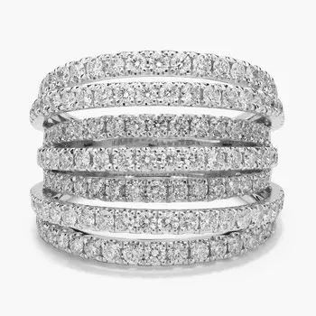 Модное кольцо с семью рядами бриллиантов из белого золота 14 карат (1 1/2 карата) Blue Nile