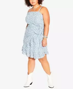 Модное летящее мини-платье большого размера daisy City Chic, мульти