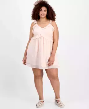 Модное мини-платье с V-образным вырезом и рюшами больших размеров And Now This, розовый