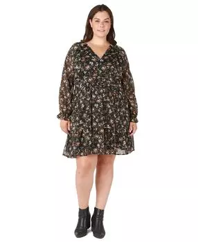 Модное многоярусное платье больших размеров с v-образным вырезом Black Tape, мульти